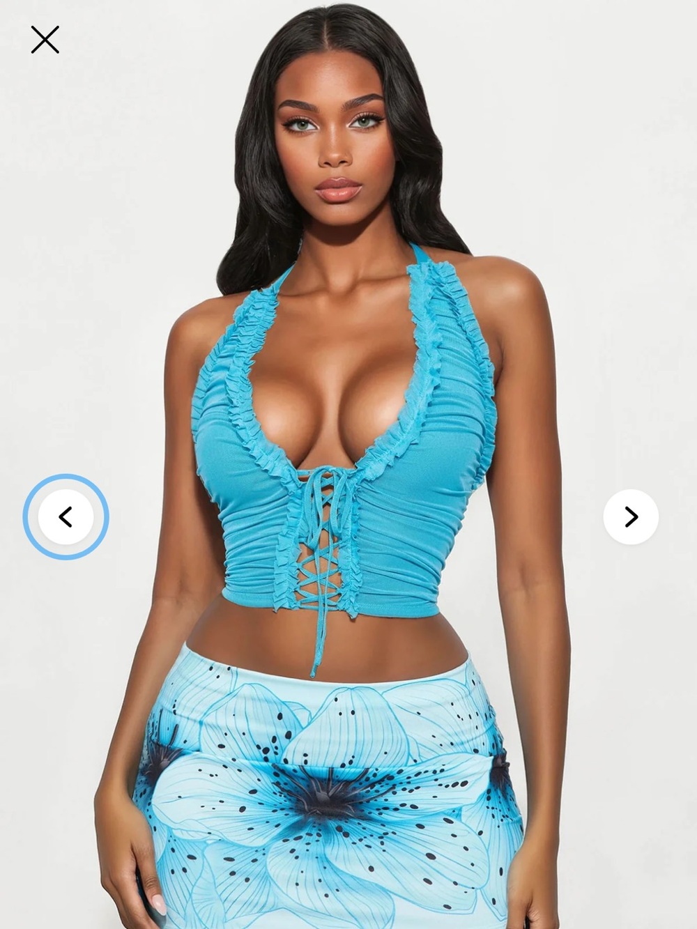 NWT Fashion Nova Malibu Honey Lace Up Halter Top - Aqua